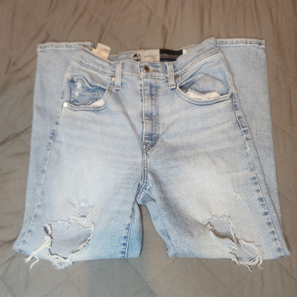 Levis Silver Tab 27x27 Womens Mom Style Jeans Distressed Faded‎ Light Wash Denim